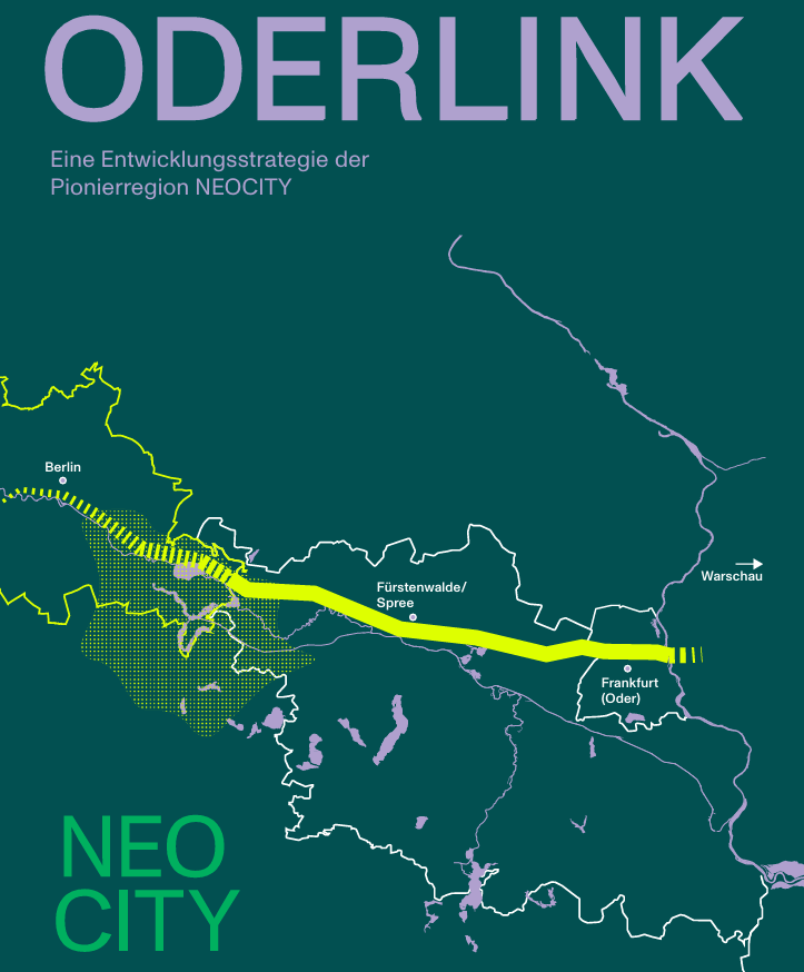 Grafik des Neobuchs Oderlink mit einer Karte der Oderregion